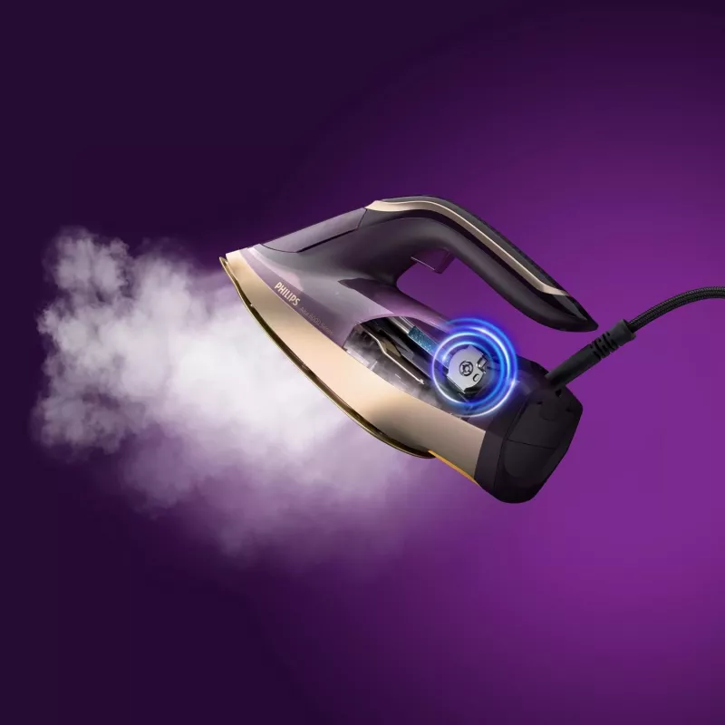Philips DST8040/30 Azur 8000 Series ferro a vapor, 3000 W, depósito de 0,35 L, base SteamGlide Elite, vapor vertical, 80 g/min, jato de vapor de 260 g/min, roxo escuro