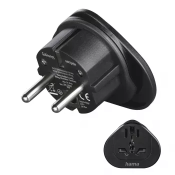 Adaptador de ficha de rede Hama 00223454 tipo E/F Hybrid Universal Preto