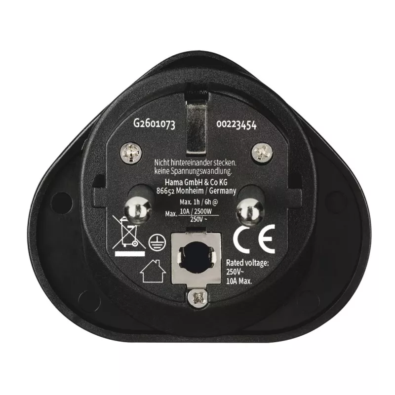 Adaptador de ficha de rede Hama 00223454 tipo E/F Hybrid Universal Preto