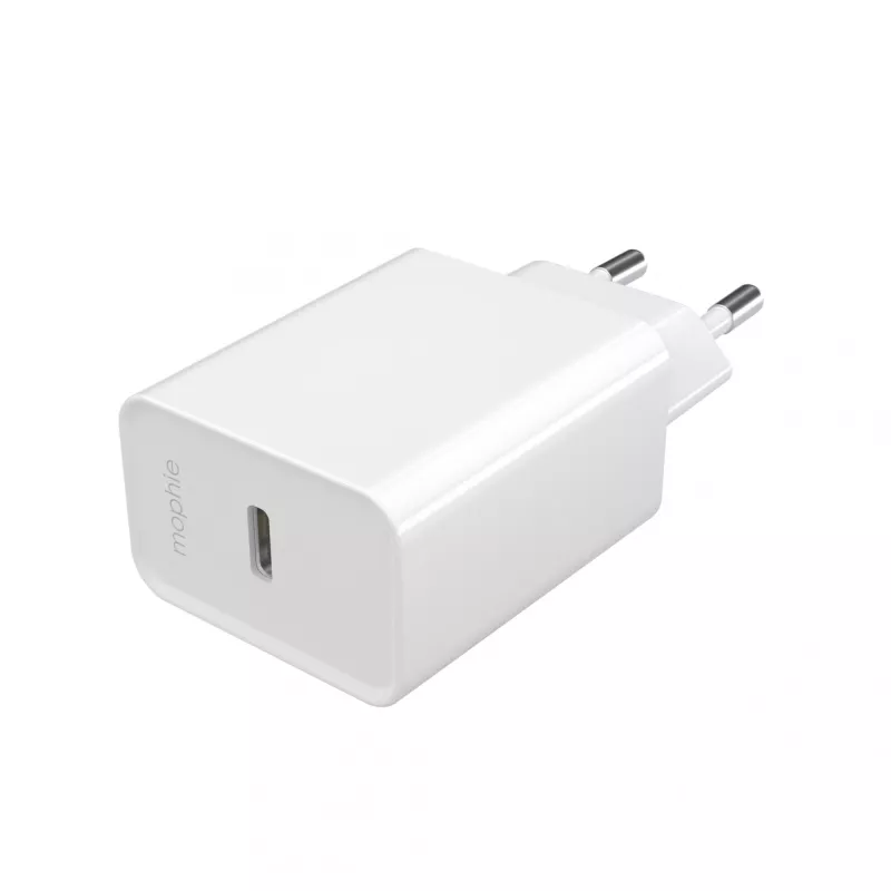 Fonte de alimentação mophie essentials 20W USB-C PD universal branca carregamento rápido AC interior