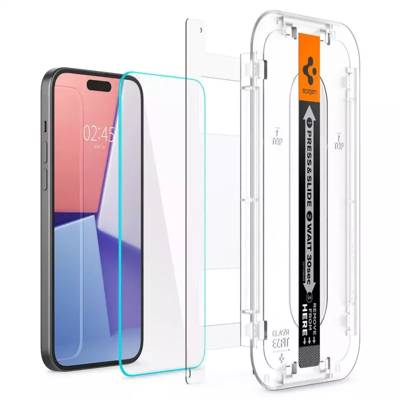 Spigen iPhone 15 Glas.tR EZ Fit proteção de ecrã em vidro temperado transparente