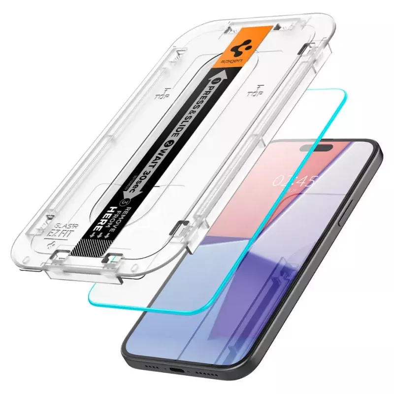 Spigen iPhone 15 Glas.tR EZ Fit proteção de ecrã em vidro temperado transparente