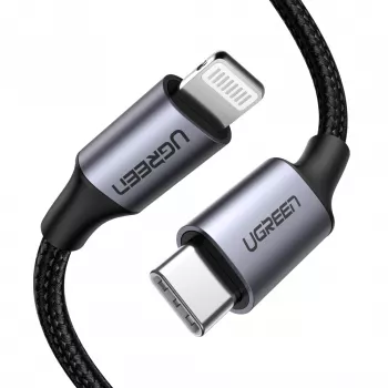 Cabo para telemóvel Ugreen 60759 preto, prateado 1 m USB C Lightning