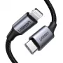 Cabo para telemóvel Ugreen 60759 preto, prateado 1 m USB C Lightning