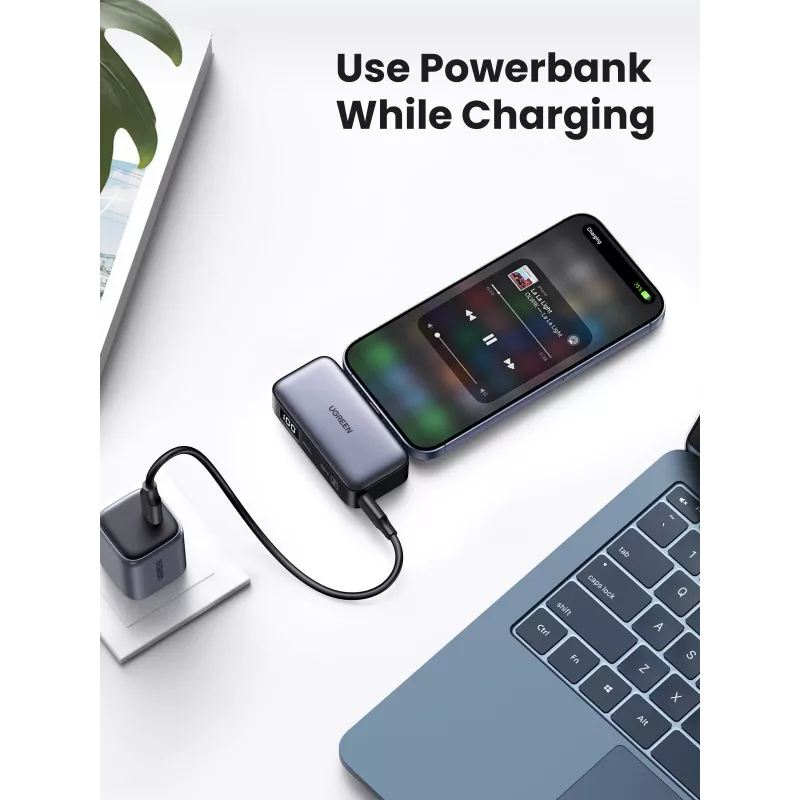 Powerbank UGREEN 35338, 5000 mAh, cinzento, bateria portátil para smartphones, saída para um dispositivo
