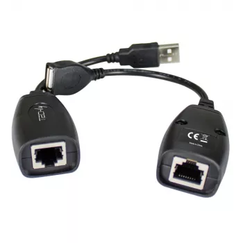 Extensor USB Techly IUSB-EXTENDTY5 através de cabo Cat.5e/6 até 50 m, USB Type-A para RJ-45, USB 1.1, sem fonte de alimentação, preto