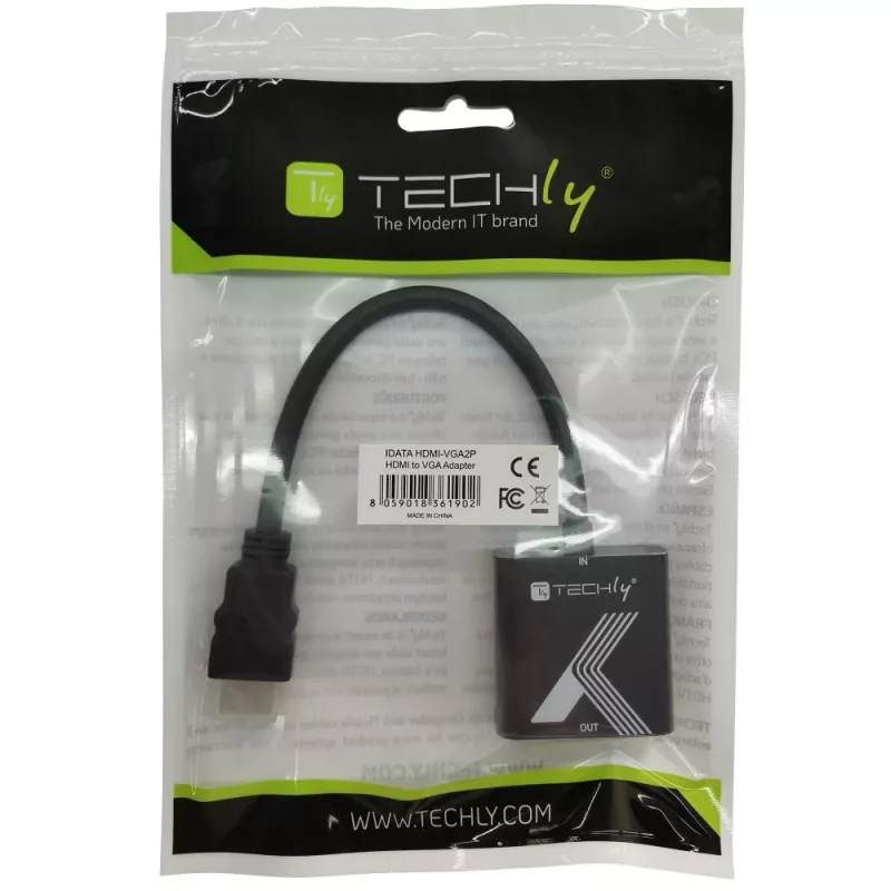 Adaptador de cabo conversor Techly HDMI para VGA preto 0,1 m 1920x1200 60 Hz