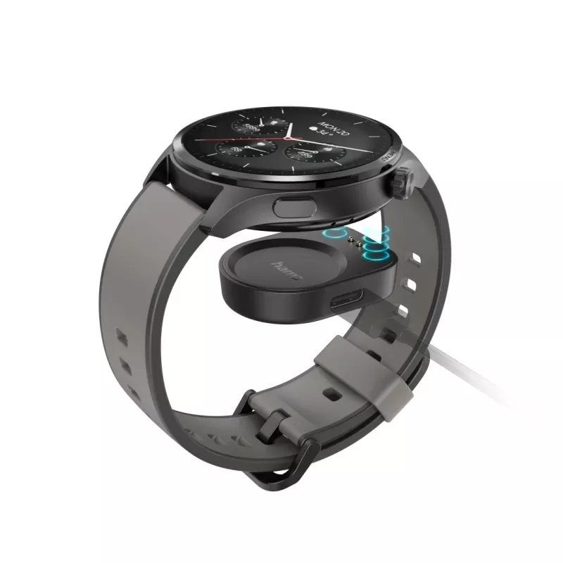 Hama Smartwatch 9000 00178627, 1,43 polegadas (3,63 cm) AMOLED, GPS, armazenamento de música, resistente à água, bracelete de silicone, antracite