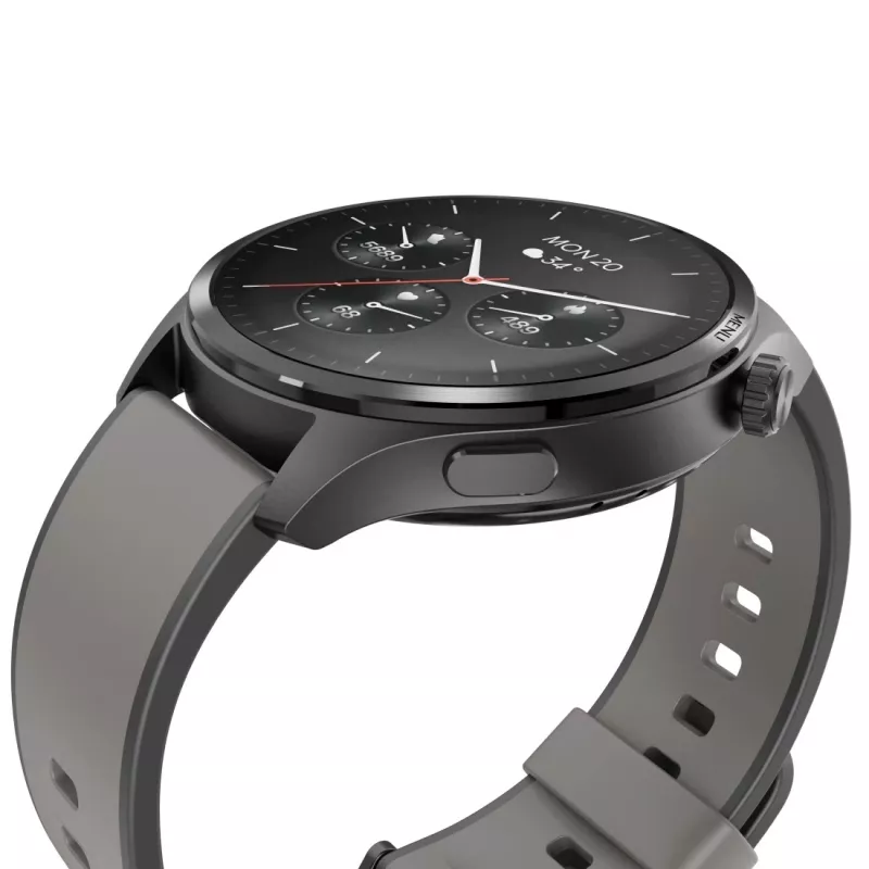 Hama Smartwatch 9000 00178627, 1,43 polegadas (3,63 cm) AMOLED, GPS, armazenamento de música, resistente à água, bracelete de silicone, antracite