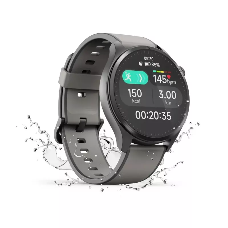 Hama Smartwatch 9000 00178627, 1,43 polegadas (3,63 cm) AMOLED, GPS, armazenamento de música, resistente à água, bracelete de silicone, antracite