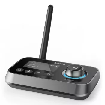Transmissor/receptor de áudio sem fios HAMA Link.it duo 3,5 mm, Bluetooth, alcance de 10 m, alimentado por USB, preto