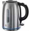 Fervedor elétrico Russell Hobbs Quiet Boil 26300-70, 1,7 l, 2400 W, aço inoxidável, base rotativa, elemento de aquecimento oculto, prateado