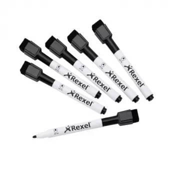 Marcadores de quadro branco magnéticos Rexel preto 6 unid.