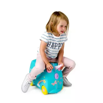 Mala Trunki Una o unicórnio 4 rodas 18 L rosa turquesa amarelo