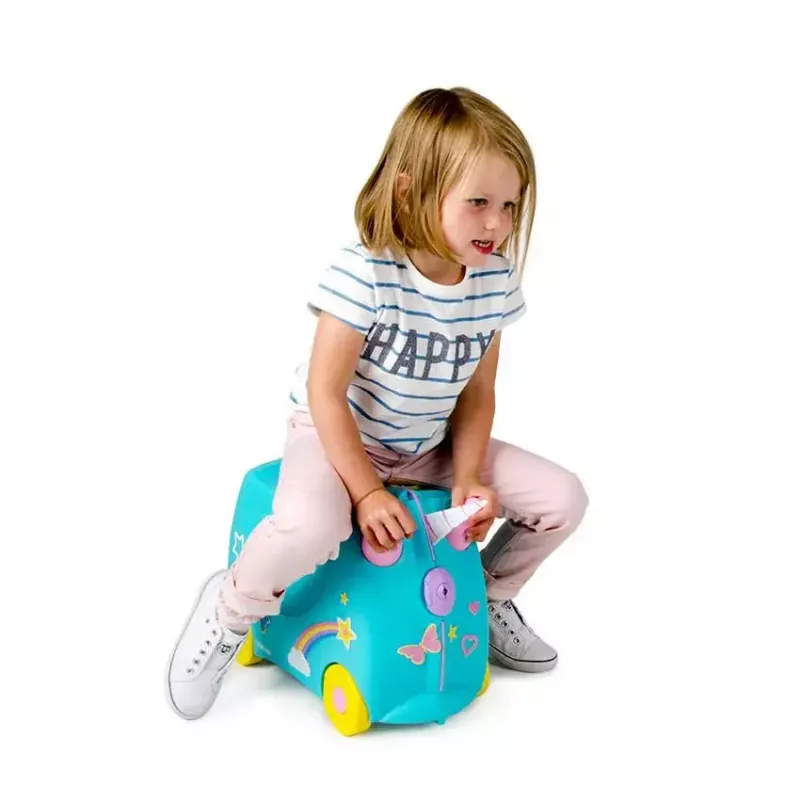 Mala Trunki Una o unicórnio 4 rodas 18 L rosa turquesa amarelo