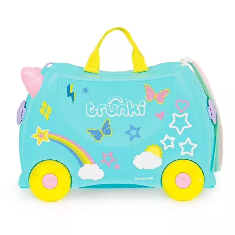 Mala Trunki Una o unicórnio 4 rodas 18 L rosa turquesa amarelo