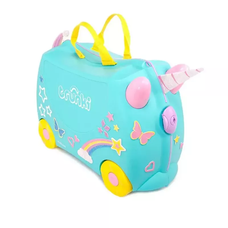 Mala Trunki Una o unicórnio 4 rodas 18 L rosa turquesa amarelo