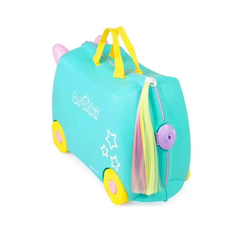 Mala Trunki Una o unicórnio 4 rodas 18 L rosa turquesa amarelo