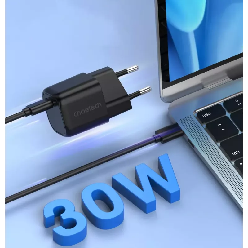 Carregador CHOETECH PD5007 30W USB-C Power Delivery carregamento rápido para telefones e tablets