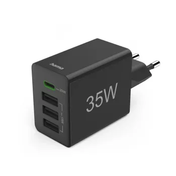 Carregador móvel Hama 00201990 headset, powerbank, smartphone, tablet preto AC carregamento rápido interior