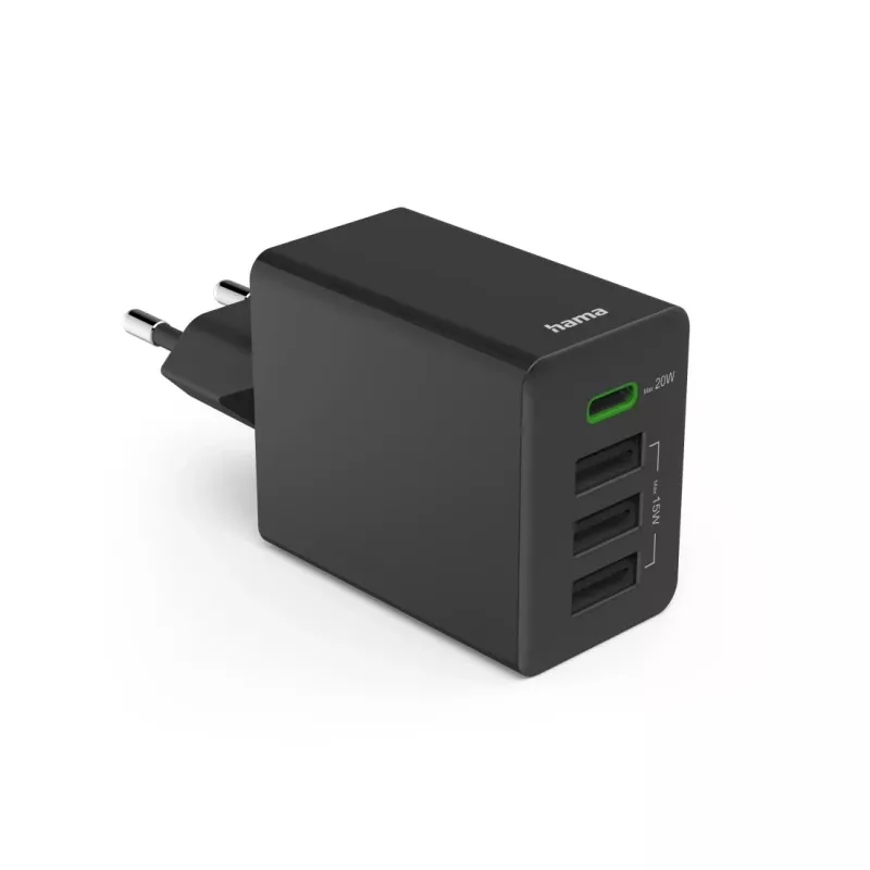 Carregador móvel Hama 00201990 headset, powerbank, smartphone, tablet preto AC carregamento rápido interior