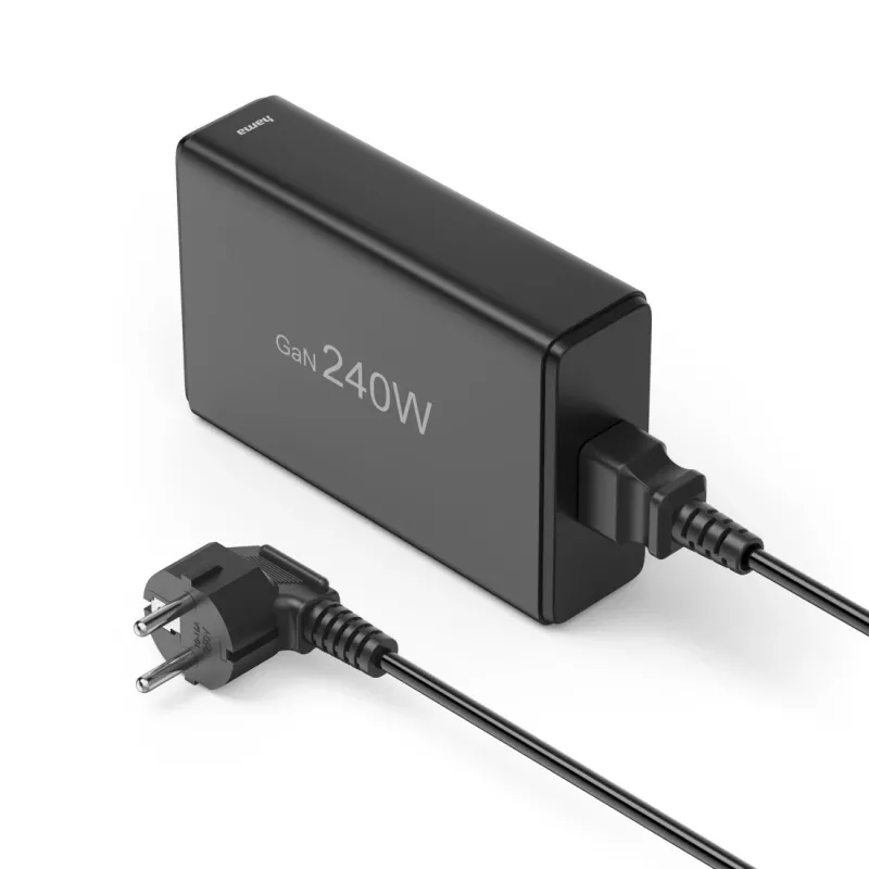 Estação de carregamento HAMA 201977, 240W total, 4× USB-C, 1× USB-A, preto