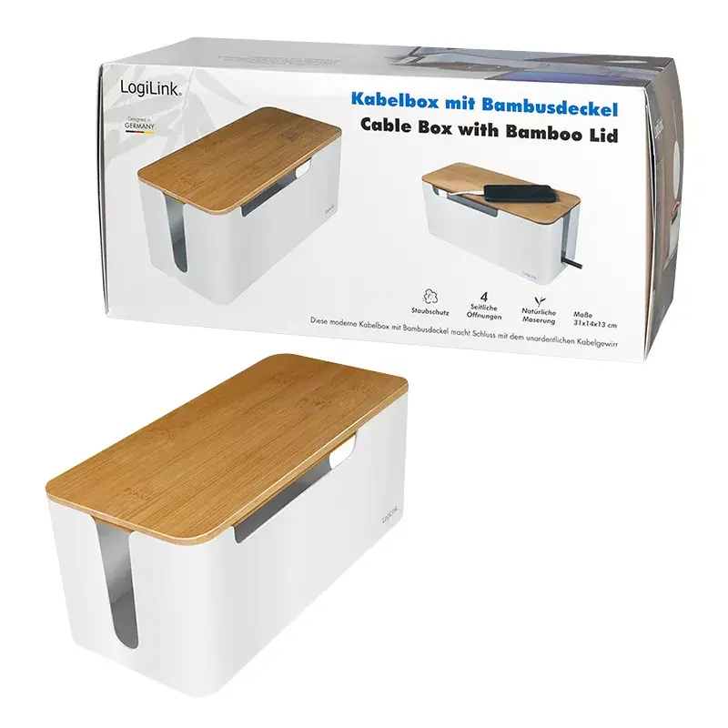 Tampa para extensão elétrica LogiLink KAB0075 tampa de bambu branco