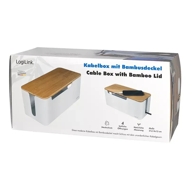 Tampa para extensão elétrica LogiLink KAB0075 tampa de bambu branco