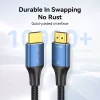 Vention Cabo HDMI 2.1 entrançado de algodão, 8K 60Hz/4K 120Hz, M/M, 3 m, azul