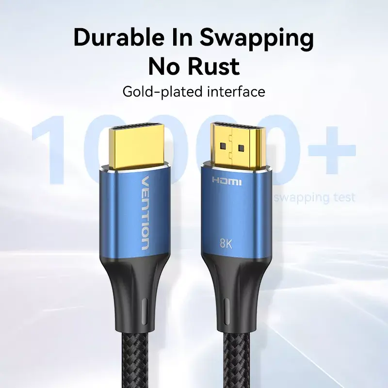 Vention Cabo HDMI 2.1 entrançado de algodão, 8K 60Hz/4K 120Hz, M/M, 3 m, azul