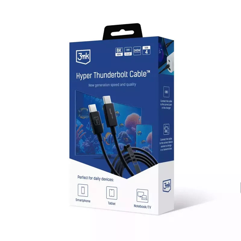3mk Hyper Thunderbolt 4 Pro Cabo, 240 W, 1 m