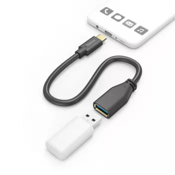 Cabo USB Hama 00201605 USB 3.2 Gen 1 (3.1 Gen 1) 0,15 m USB-C USB-A preto