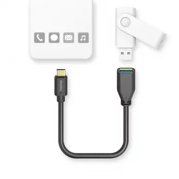 Cabo USB Hama 00201605 USB 3.2 Gen 1 (3.1 Gen 1) 0,15 m USB-C USB-A preto