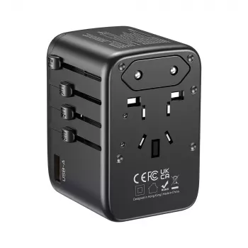 Adaptador de viagem UNITEK P1122ABK01 universal preto Type-C G I