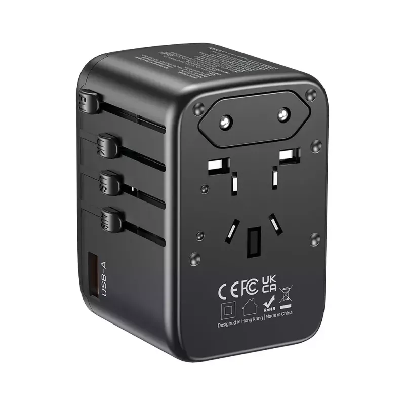 Adaptador de viagem UNITEK P1122ABK01 universal preto Type-C G I