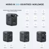 Adaptador de viagem UNITEK P1122ABK01 universal preto Type-C G I