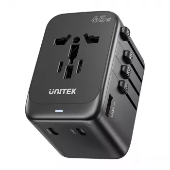 Adaptador de viagem UNITEK P1122ABK01 universal preto Type-C G I