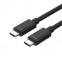 Cabo USB-C para USB-C Unitek Y-C477BK01-2M, USB 3.2 Gen 1, 2 m, 5 Gbit/s, PD 60 W, preto