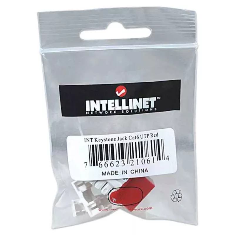 Keystone Jack Intellinet, Cat6, UTP, LSA, Vermelho