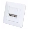 Tomada de parede RJ45 blindada Intellinet 2 portas Cat6 10G, montagem encastrada com moldura, STP, Branco sinal RAL9003