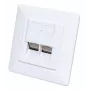 Tomada de parede RJ45 blindada Intellinet 2 portas Cat6 10G, montagem encastrada com moldura, STP, Branco sinal RAL9003