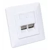 Tomada de parede RJ45 blindada Intellinet 2 portas Cat6 10G, montagem encastrada com moldura, STP, Branco sinal RAL9003