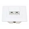 Tomada de parede RJ45 blindada Intellinet 2 portas Cat6 10G, montagem encastrada com moldura, STP, Branco sinal RAL9003