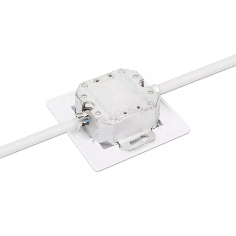 Tomada de parede RJ45 blindada Intellinet 2 portas Cat6 10G, montagem encastrada com moldura, STP, Branco sinal RAL9003