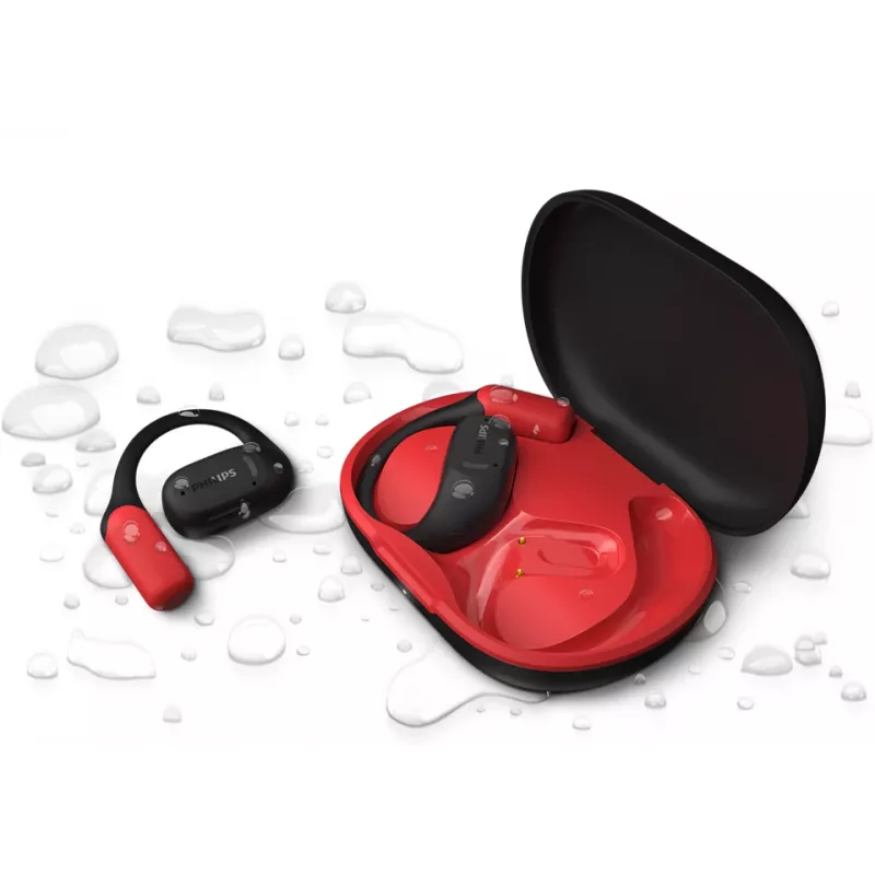 Philips Série 6000 TAA6709BK/00 Auscultadores/Headset True Wireless Stereo (TWS) Gancho de orelha Desporto Bluetooth Preto, Vermelho