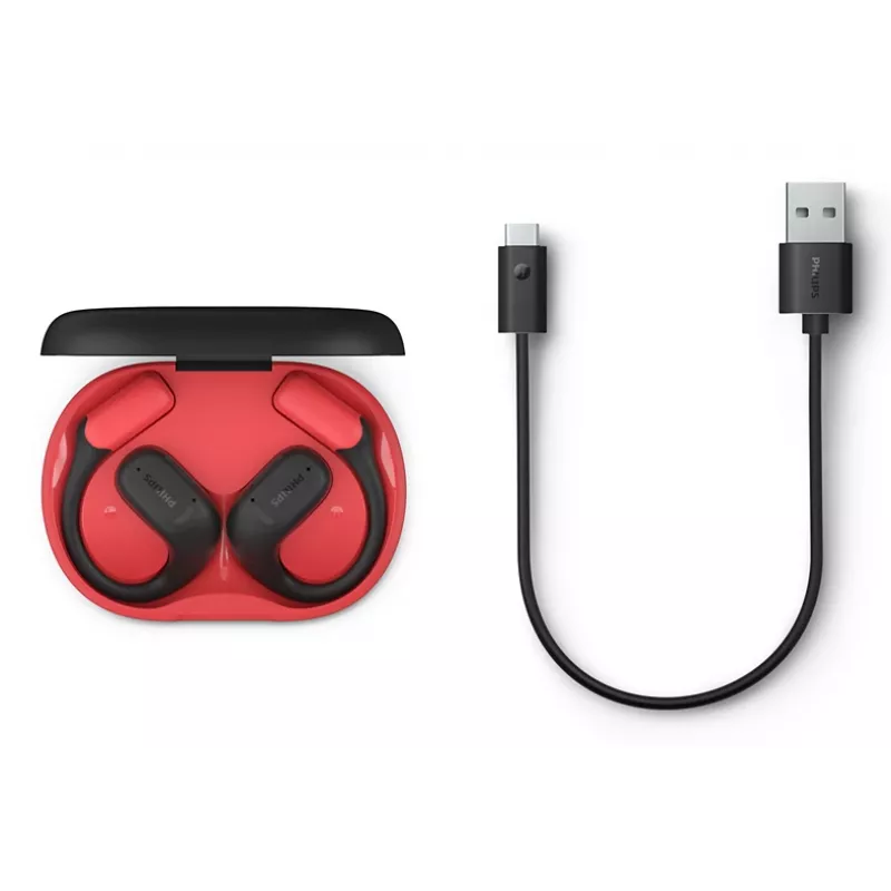 Philips Série 6000 TAA6709BK/00 Auscultadores/Headset True Wireless Stereo (TWS) Gancho de orelha Desporto Bluetooth Preto, Vermelho