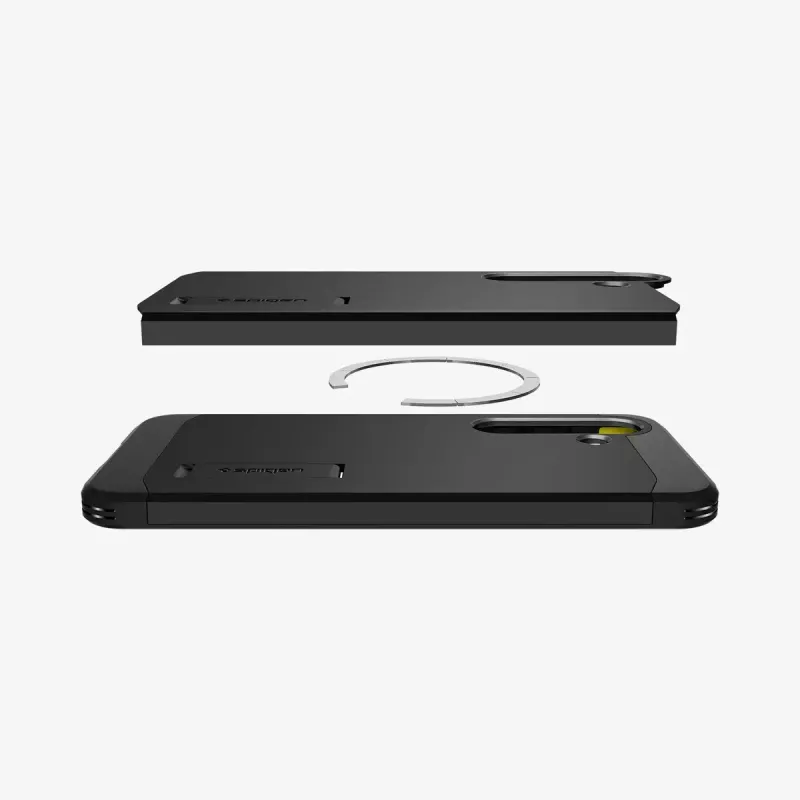 Spigen Galaxy S25 Capa Tough Armor AI Preto Capa com suporte de mesa