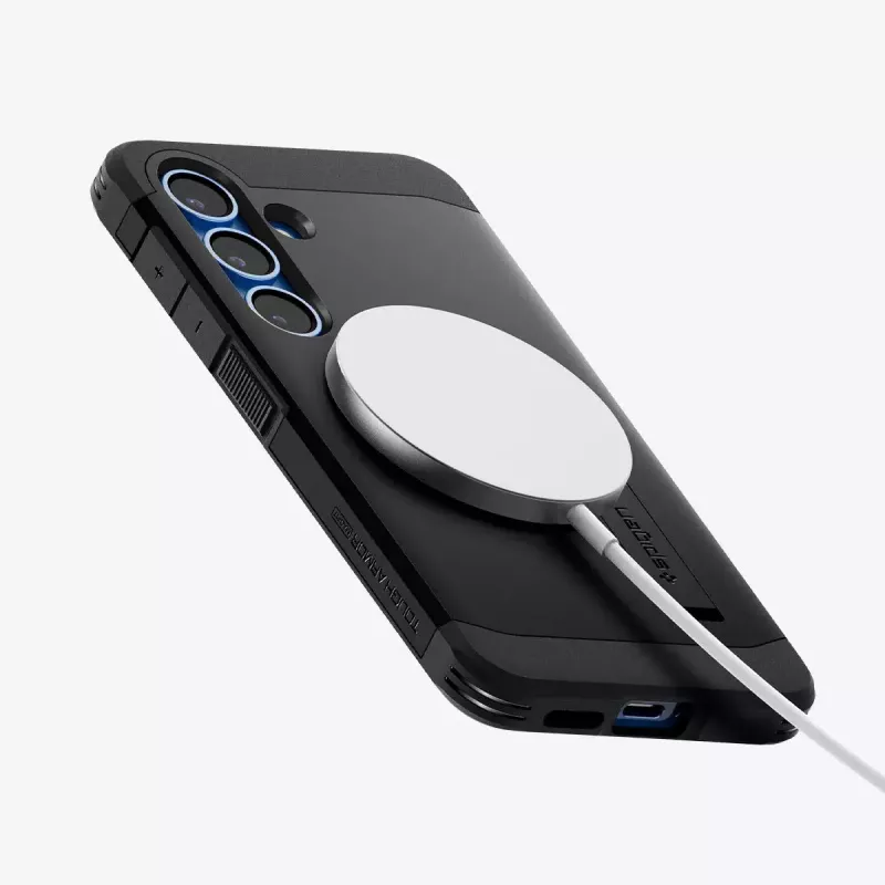 Spigen Galaxy S25 Capa Tough Armor AI Preto Capa com suporte de mesa