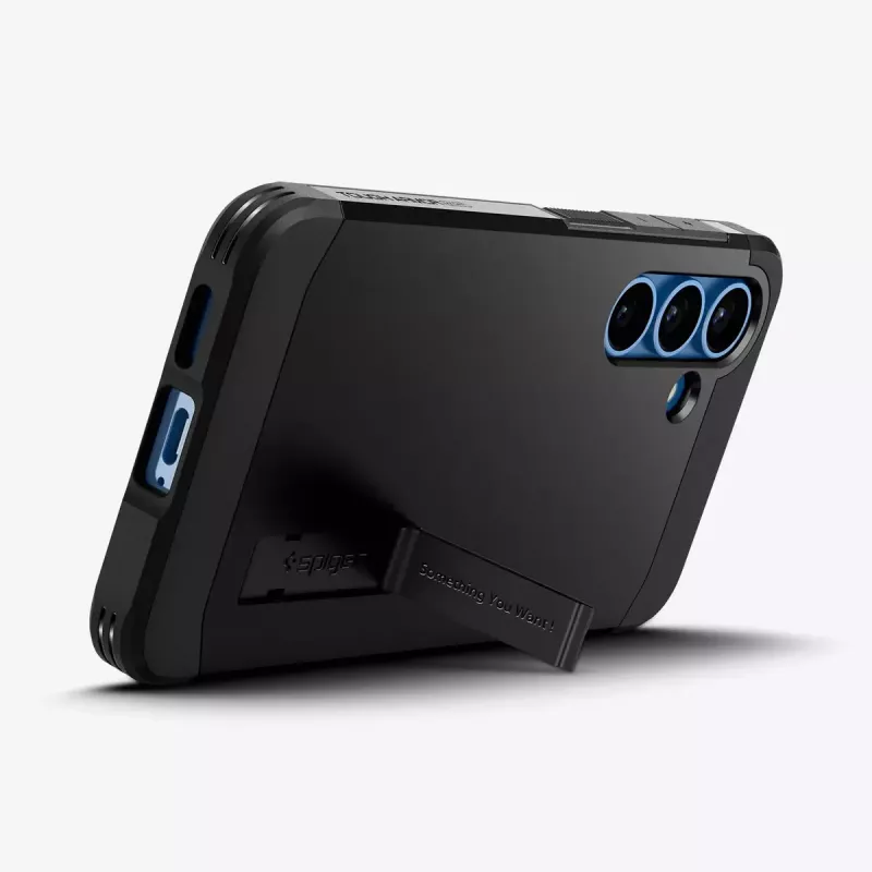 Spigen Galaxy S25 Capa Tough Armor AI Preto Capa com suporte de mesa