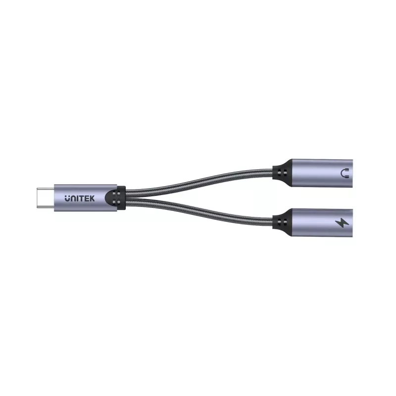 Adaptador de áudio UNITEK M206A USB Type-C alumínio preto cinzento